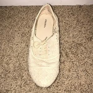 Cream Lace Slip-Ons